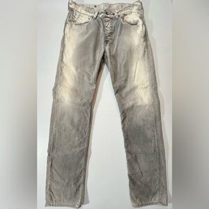 GAP 1969 Morrison Gray Corduroy  Jeans Mens 31W Blue Button Fly Distressed Y2K